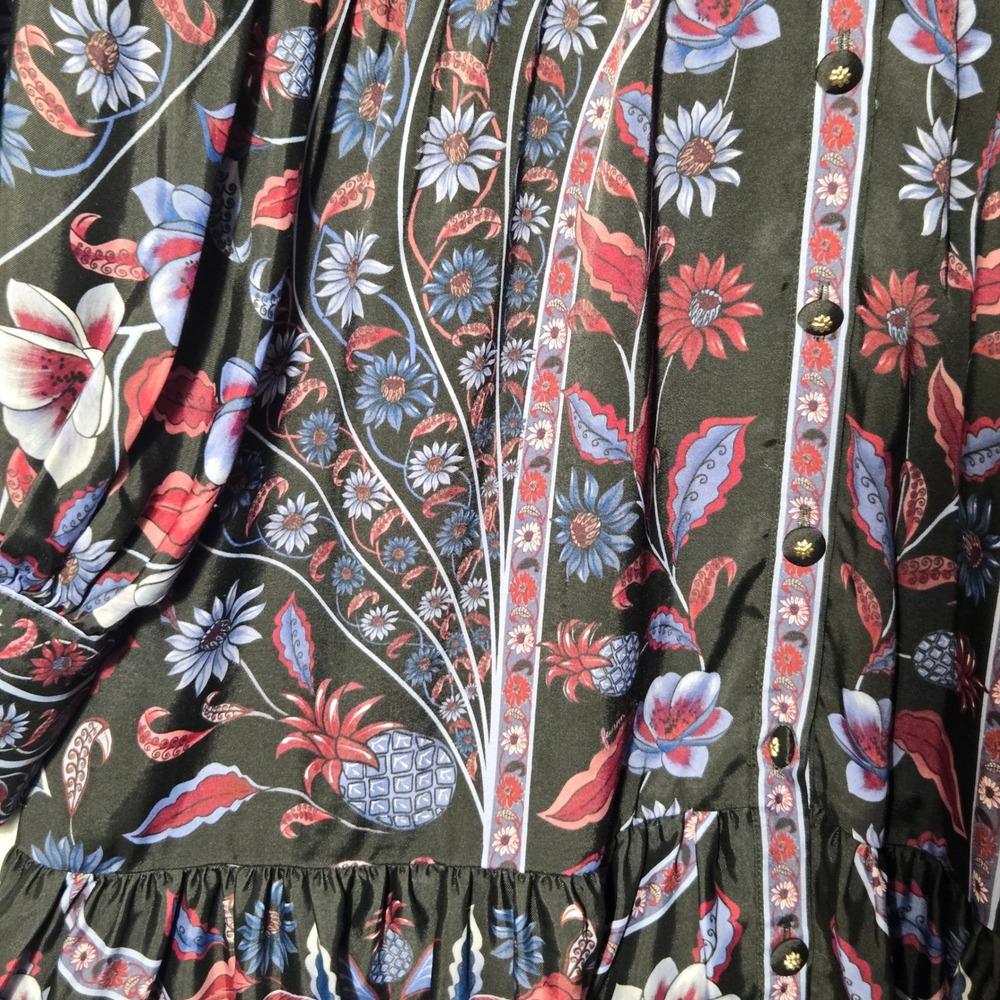 FARM Rio Marcelle Floral Mini Dress XL Black Boho Long Sleeve V Neck NWT - Picture 5 of 16
